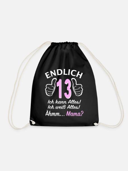 13. Geburtstag 13 Jahre Pubertät Endlich 13 Ich - Turnbeutel - Schwarz