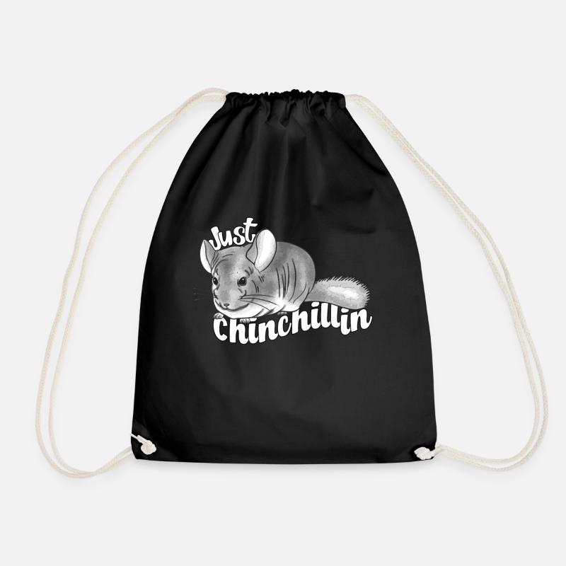 Chinchilla cute animal - Drawstring Bag - black