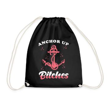 Anchor pun - Drawstring Bag - black - Front