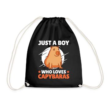 Junge der Capybaras liebt Wasserschwein Spruch - Turnbeutel - Schwarz - Vorne