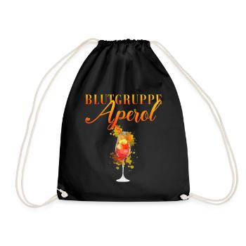 JGA Blutgruppe Aperolspritz Cocktail - Turnbeutel - Schwarz - Vorne