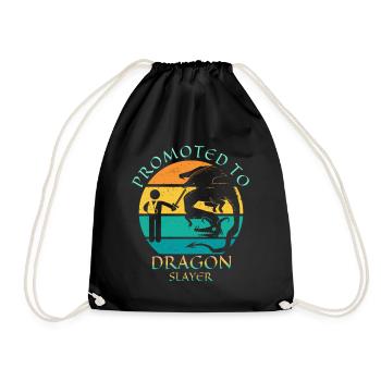 Promoted to Dragon Killer Arm Break Gift Child - Drawstring Bag - black - Front