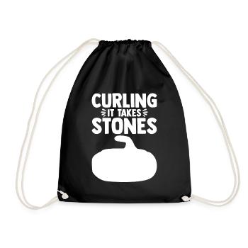 Curling it Takes Stones Curler Curling Stone - Turnbeutel - Schwarz - Vorne