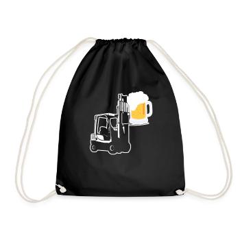 Forklift Beer T-Shirt Funny Forklift Driver - Drawstring Bag - black - Front