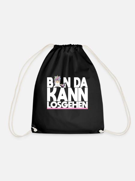 Einhorn Damen Mädchen Lustige Sprüche - Turnbeutel - Schwarz
