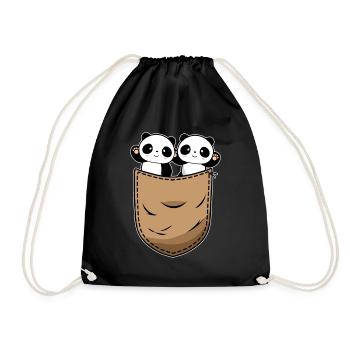 Kawaii Panda Lover - Drawstring Bag - black - Front