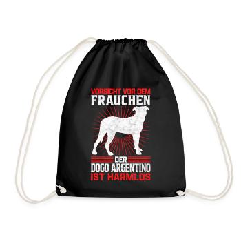 Dogo Argentino Frauchen Dogge Besitzerin Spruch - Turnbeutel - Schwarz - Vorne