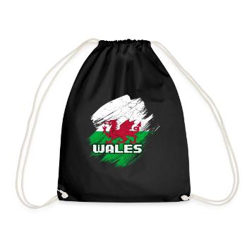 Wales flag - Drawstring Bag - black - Front