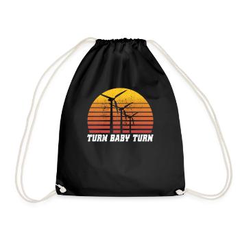 Wind wheel Turn Baby Turn Wind Power Electricity Renewable - Drawstring Bag - black - Front