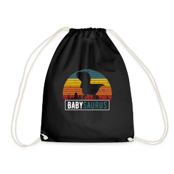 BabySaurus Child T-Rex Dinosaur Retro Baby - Drawstring Bag - black - Front