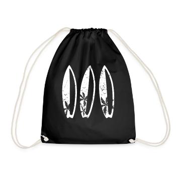 Surfer Surfboard Surfing - Surf Surfing - Drawstring Bag - black - Front