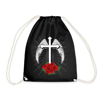Himmlisches Kreuz Kreuze Jesus Gott Engelsflügel - Turnbeutel - Schwarz - Vorne