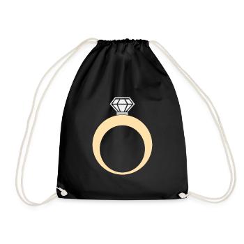 Ring wedding ring engagement ring - Drawstring Bag - black - Front