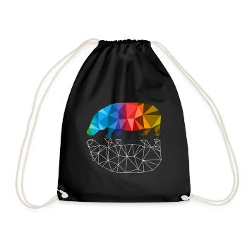 Nilperd Geschenk Hippo Bunt Kunstwerk Geometrie - Turnbeutel - Schwarz - Vorne