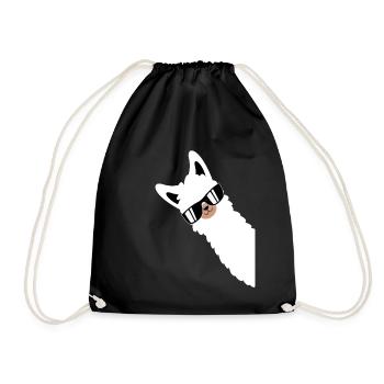 Lama Llama Alpaca with Sunglasses - Drawstring Bag - black - Front