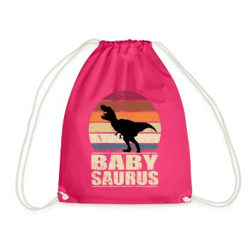 BabySaurus Dinosaur Baby Dino Birth Offspring - Drawstring Bag - fuchsia - Front