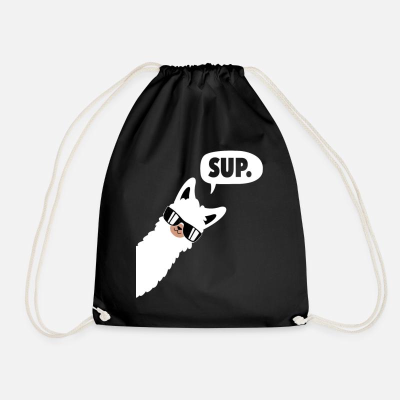 Sup No Drama Llama Lama - Alpaka - Turnbeutel - Schwarz