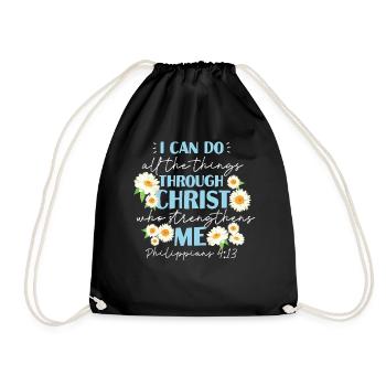 Christlicher Bibelvers Religion Blume - Turnbeutel - Schwarz - Vorne