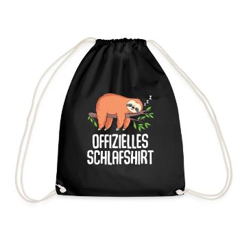 Offizielles Schlafshirt Schlafanzug Faultier - Turnbeutel - Schwarz - Vorne