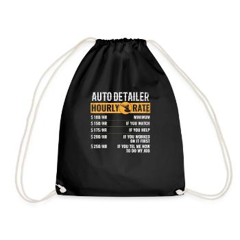 Car Detailer Hourly Rate, auto detailing - Drawstring Bag - black - Front