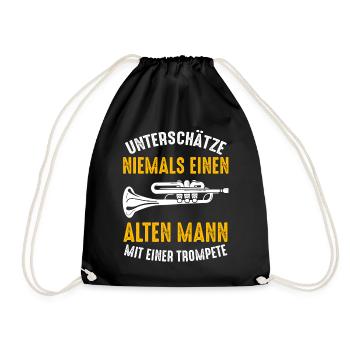 Trompete Alter Mann Trompeter Opa Musik Band - Turnbeutel - Schwarz - Vorne