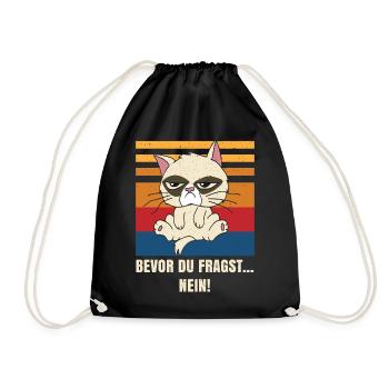 Bevor du fragst Nein Katze Grumpy Katzen Cat - Turnbeutel - Schwarz - Vorne