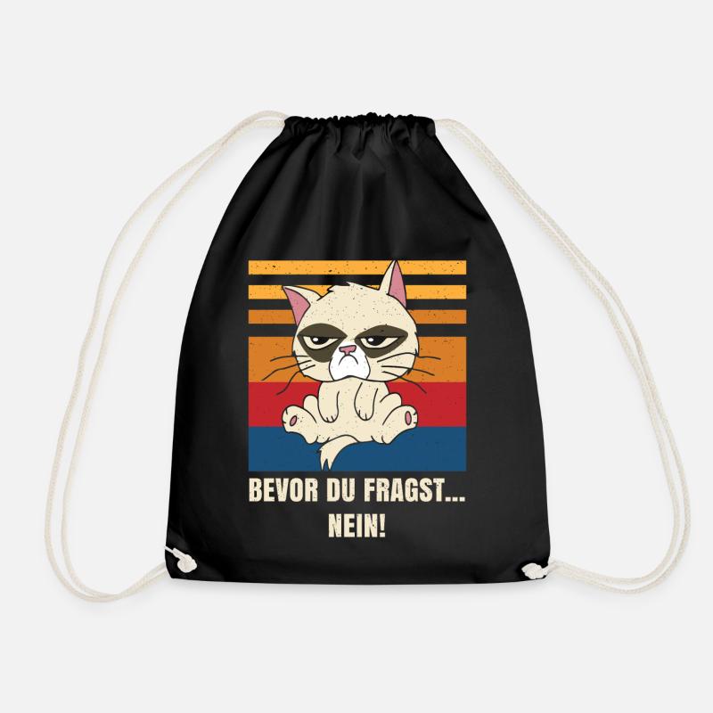 Bevor du fragst Nein Katze Grumpy Katzen Cat - Turnbeutel - Schwarz