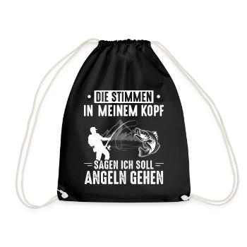 Stimmen im Kopf sagen ich soll angeln gehen - Turnbeutel - Schwarz - Vorne