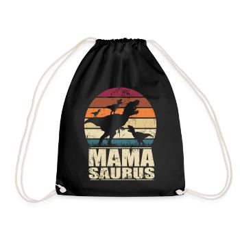 Mamasaurus Rex Dinosaurier Mutter Dino Drillinge - Turnbeutel - Schwarz - Vorne