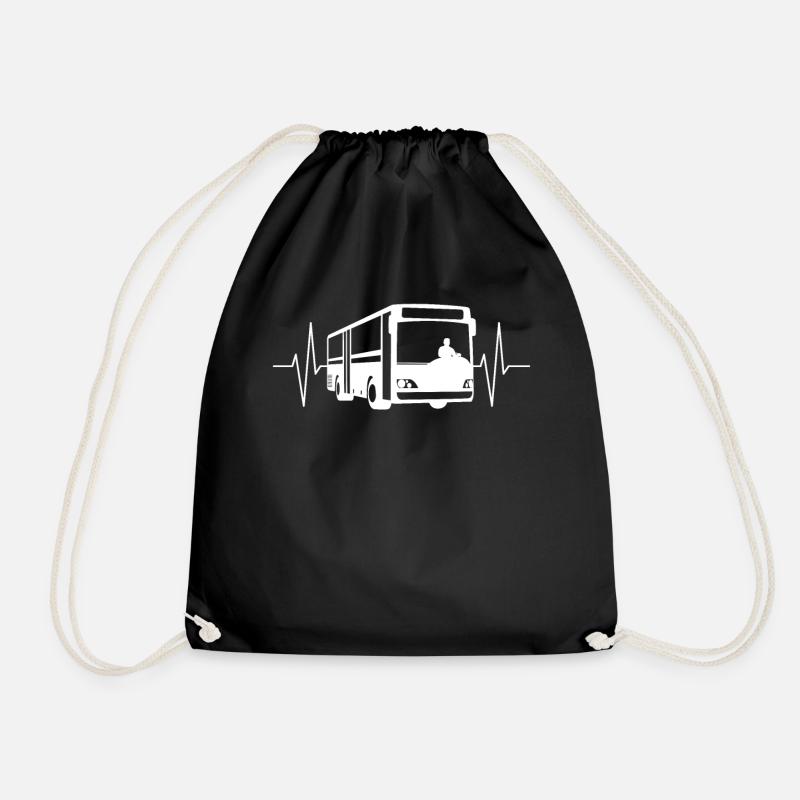 Bus Busfahrer Herzschlag Linie Beruf Job Geschenk - Turnbeutel - Schwarz