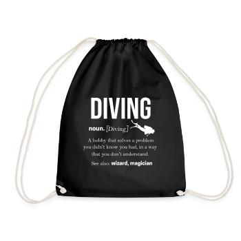 Diving Water Swimming Ocean Gift Diving - Drawstring Bag - black - Front