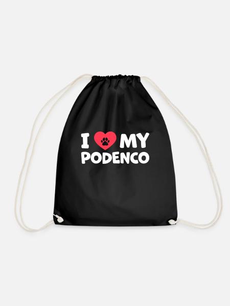 I love my Podenco hunting dog saying - Drawstring Bag - black
