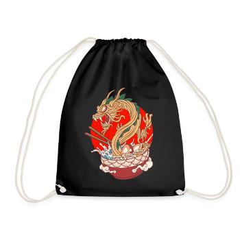 Japanische Ramen-Drachen-Wellen-Nudeln - Turnbeutel - Schwarz - Vorne