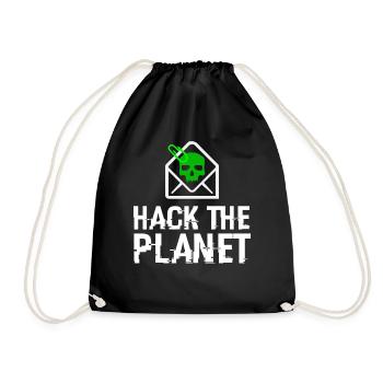 HACK DEN PLANETEN - Cybersecurity Hacker Hacking - Turnbeutel - Schwarz - Vorne