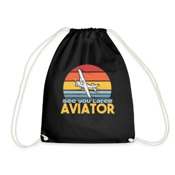 See You Later Aviator Airplane Aircraft Pilot Co-p - Drawstring Bag - black - Front