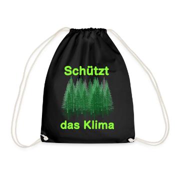 Wald Natur Wildnis Bäume Klima Naturschutz Co2 - Turnbeutel - Schwarz - Vorne