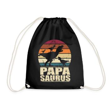 Papasaurus Dinosaurier Drillinge Vater Trex Dino - Turnbeutel - Schwarz - Vorne