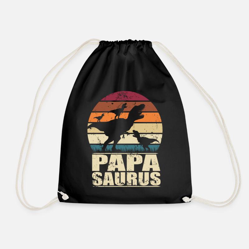 Papasaurus Dinosaurier Drillinge Vater Trex Dino - Turnbeutel - Schwarz