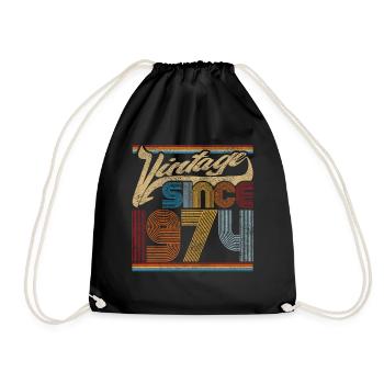 Vintage Since 1974 - Geschenk Zum 47. Geburtstag - Turnbeutel - Schwarz - Vorne