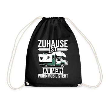 Camping Wohnmobil Camper Geschenk - Turnbeutel - Schwarz - Vorne