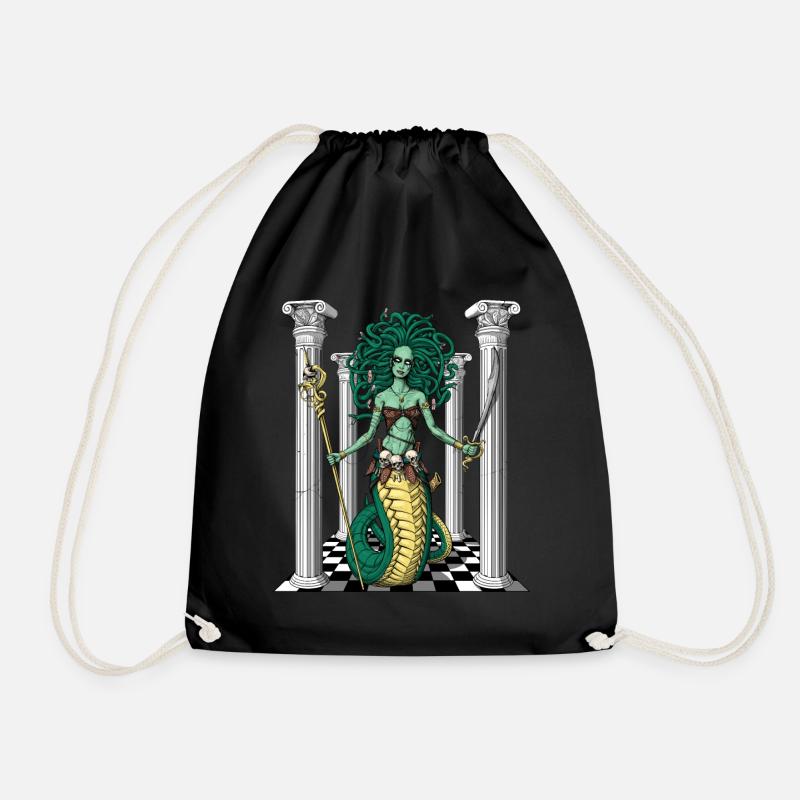 Medusa Gorgon Goddess - Drawstring Bag - black