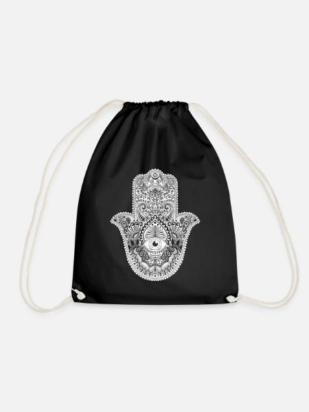 Hamsa Hand Talisman Symbol für Glück und Liebe - Turnbeutel - Schwarz