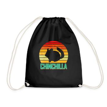 Chinchilla Vintage Design - Chinchilla Besitzer - Turnbeutel - Schwarz - Vorne