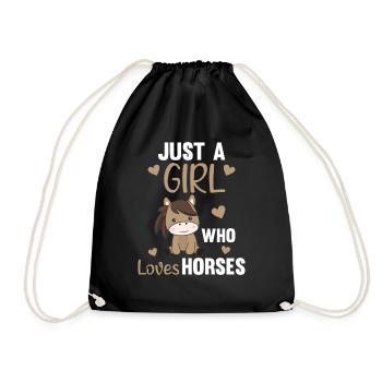 Just a Girl who loves horses süßes Pony - Turnbeutel - Schwarz - Vorne