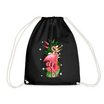 Flamingo Rosa - Drawstring Bag - black - Front