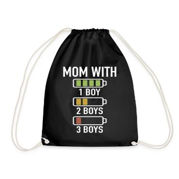Mom with three Boys Battery Empty Mama mit 3 Söhne - Turnbeutel - Schwarz - Vorne