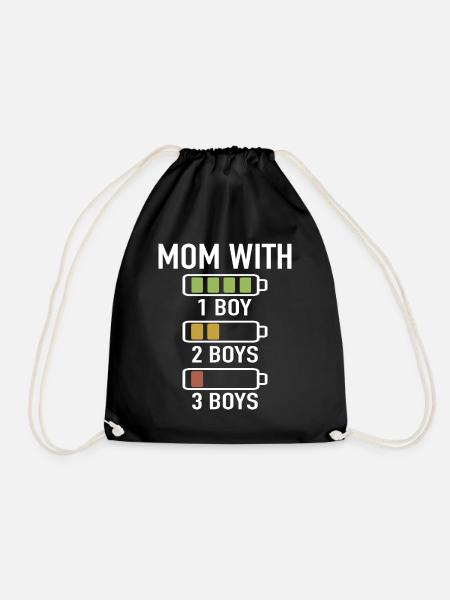 Mom with three Boys Battery Empty Mama mit 3 Söhne - Turnbeutel - Schwarz