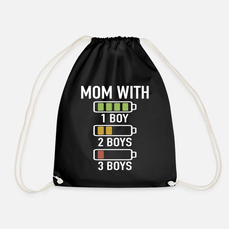 Mom with three Boys Battery Empty Mama mit 3 Söhne - Turnbeutel - Schwarz