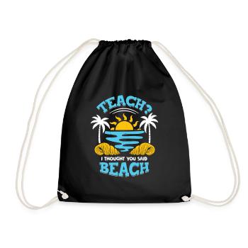 Teacher Holiday Beach Summer Vacation Gift - Drawstring Bag - black - Front