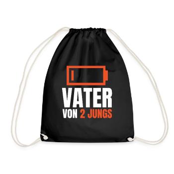 VATER VON 2 JUNGS - Batterie Akku leer Vatertag - Turnbeutel - Schwarz - Vorne